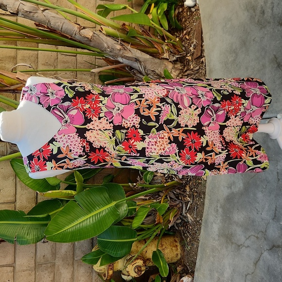 Lilly Pulitzer Lena Dress size 4 Flower Market Sleeveless Midi V Neck Silk - Picture 1 of 9